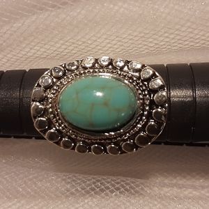 New Silver Turquoise Adjustable Ring